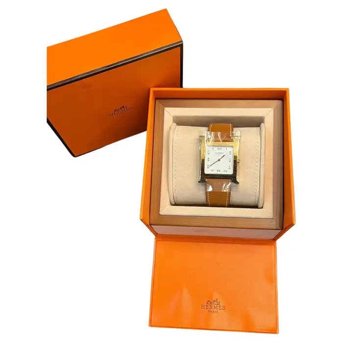 Hermes Gold Plated Heure H Wristwatch